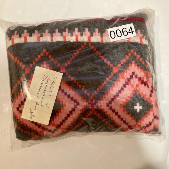 Talbots Nordic Fair Isle Lambswool Sweater Women L Wool Blend Gray Pink High-Low - Picture 15 of 15